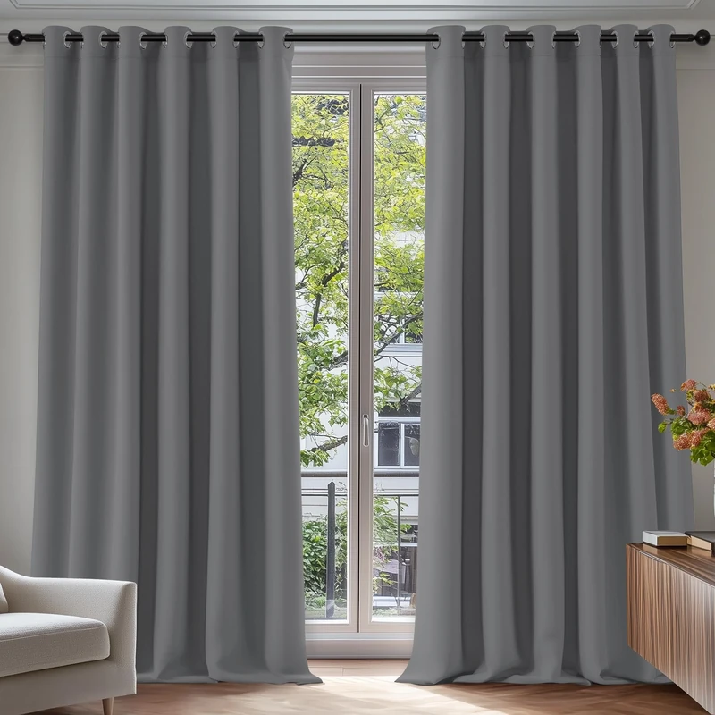 Deconovo Thermal Insulated Blackout Curtain with Eyelets 229 x 229 cm light grey