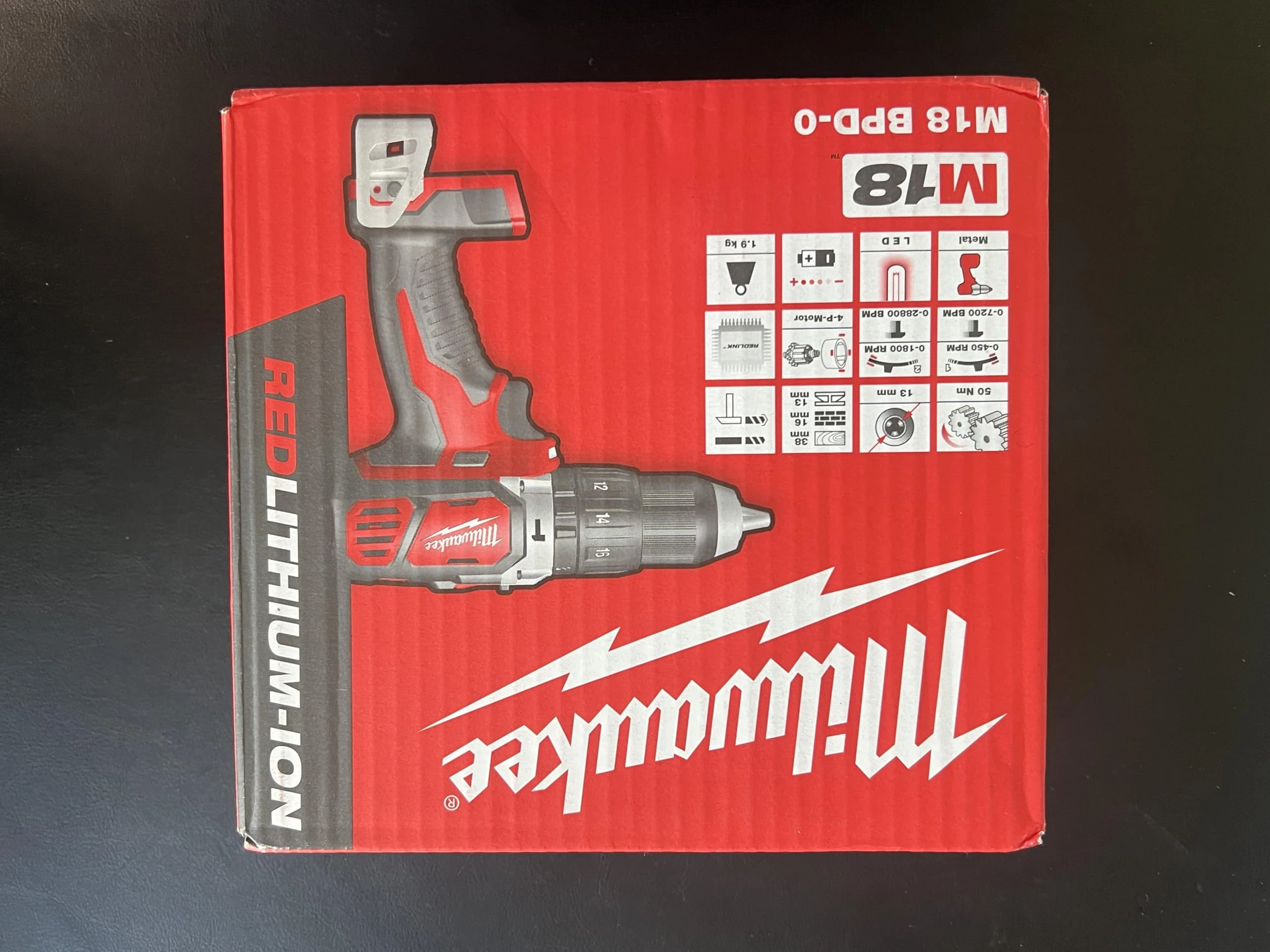 Milwaukee M18 BLPD2 18V Li-Ion M18 Heavy Duty Hammer Combi Drill - Body Only, Red