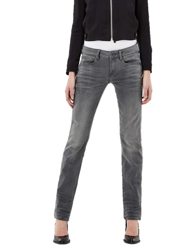 G-STAR Women's Attacc Mid Waist Straight Jeans, Grey (Medium Aged 60888-6132-071), 24W / 32L - Image 1