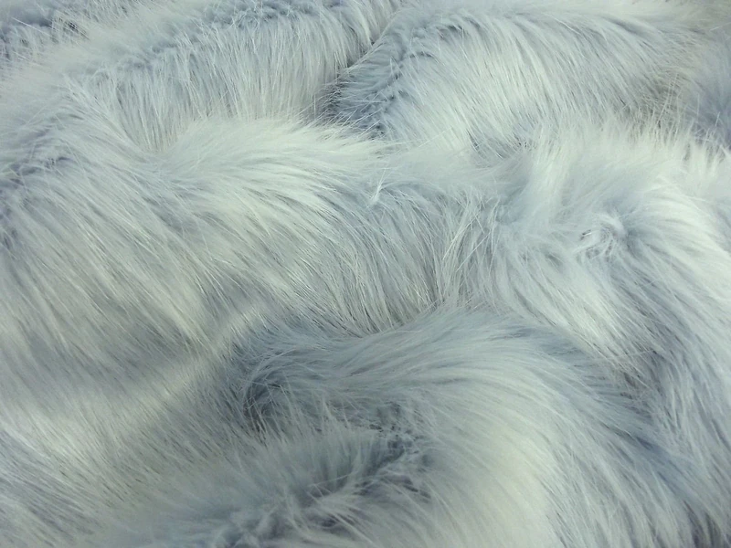 Super Luxury Faux Fur Fabric Material - Long Pile Powder Pale Blue, 1Mtr - 150cmx100cm