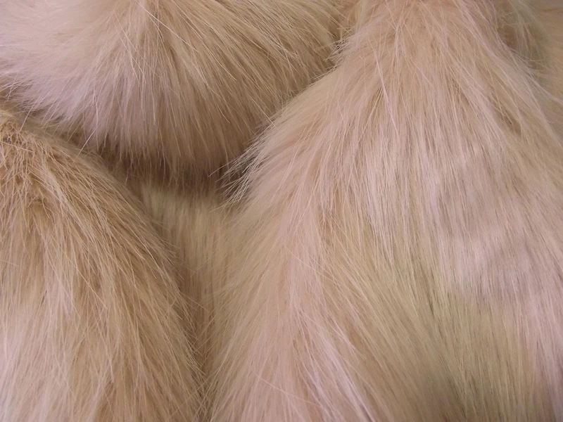 Super Luxury Faux Fur Fabric Material - Long Pile Pink & White, 1Mtr - 150cmx100cm