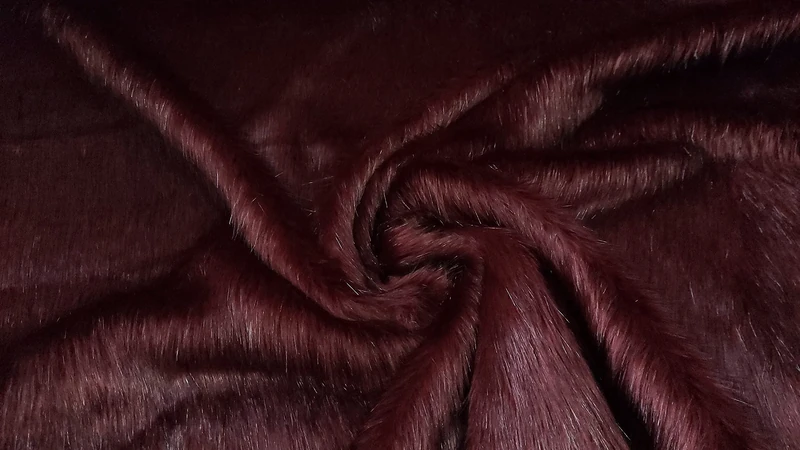 Super Luxury Faux Fur Fabric Material - Long Pile Wine, 1Mtr - 150cmx100cm