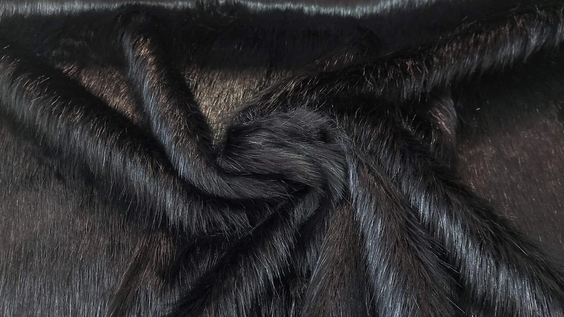 CRS Fur Fabrics Fabric, Polyester, Black, 1Mtr-150cmx100cm