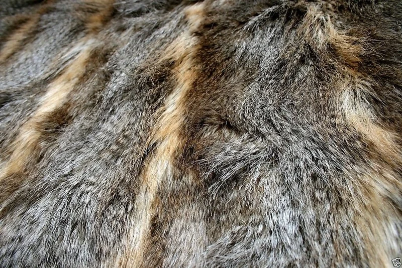 Super Luxury Faux Fur Fabric Material - Beige Wolf, 1Mtr - 150cmx100cm - 60"x39" in