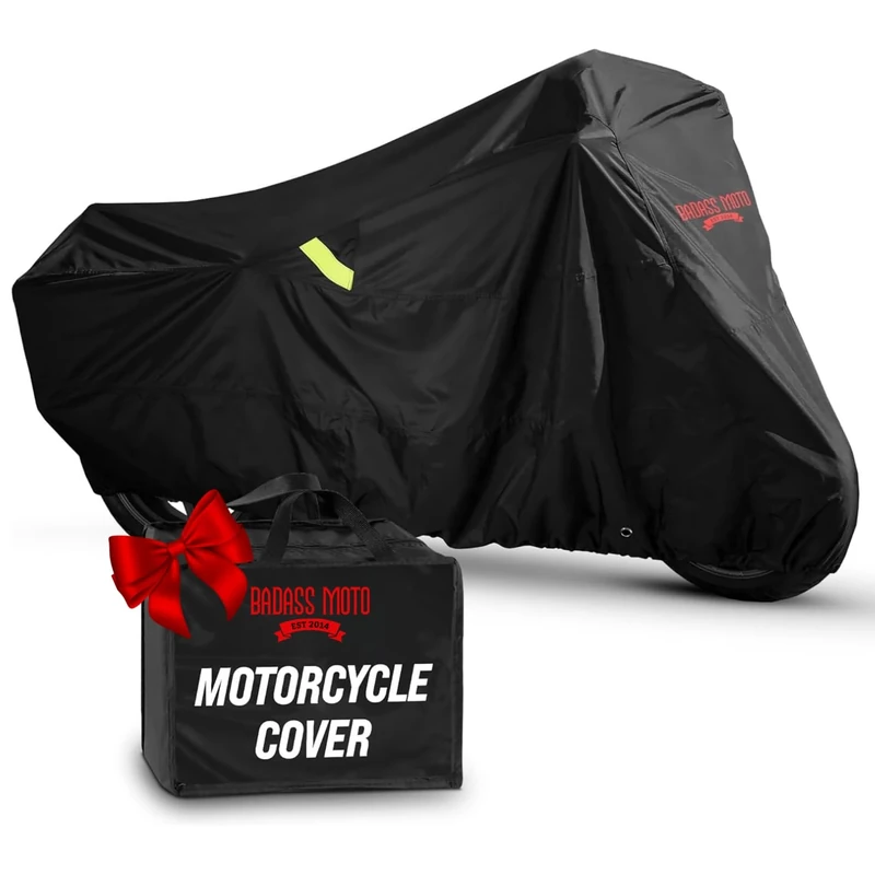 Badass Motogear - All Weather Waterproof Heavy Duty Motorcycle/Motorbike Cover: 220 cm (L) x 130 cm (H), Sized for Sports Bikes up to 800 CC (Small)
