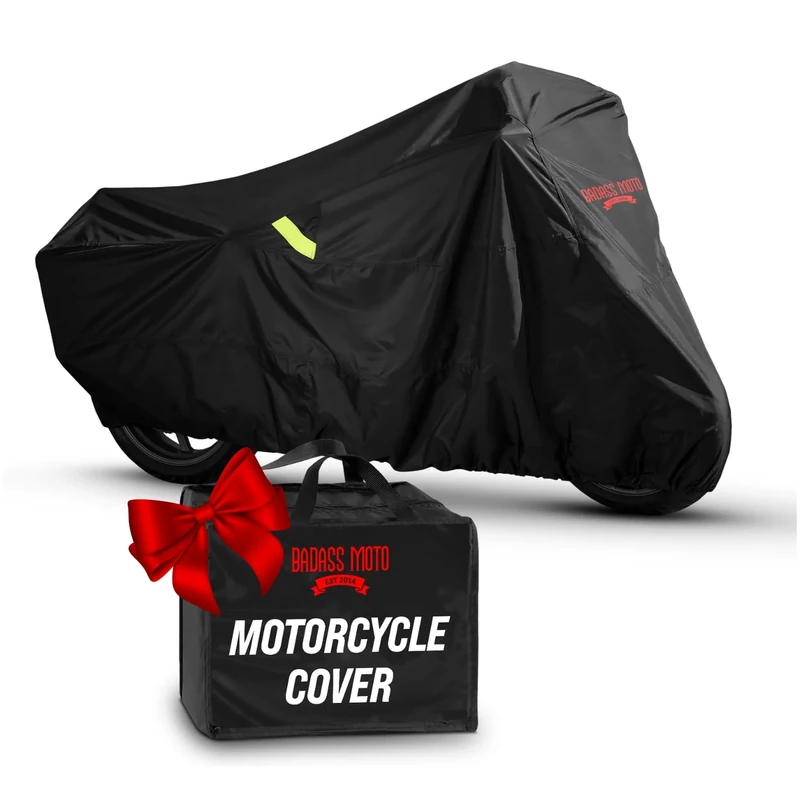 Badass Motogear - All Weather Waterproof Heavy Duty Motorcycle/Motorbike Cover: 240 cm (L) x 140 cm (H), Sized for Small Cruisers & Sports Bikes over 800 CC (Medium)