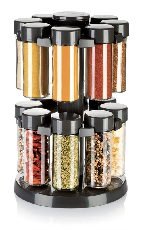 Tescoma Spice Jars in Rotating Stand 16 pcs, anthracite SEASON, Assorted