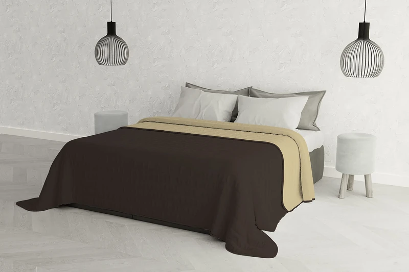 Italian Bed Linen Elegant Double Quilt 260 x 270 cm Marrone/Panna
