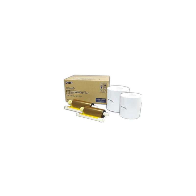 DNP DS620 5x7” / 13x18cm Ribbon and Paper Photo Media Set - 2 Rolls (230 Prints Per Roll)