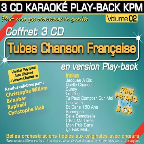 Coffret 3 CD Karaoké Play-Back KPM "Tubes Chanson Française Vol.02"