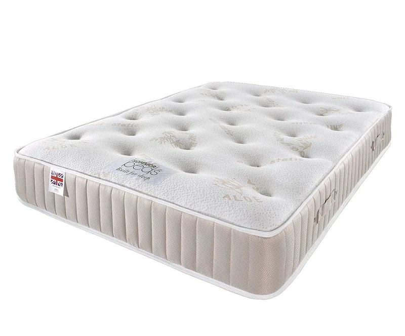 Aloe Vera Mattress Aloe Vera 25CM Sprung Memory Foam Mattress, Silk, White, King