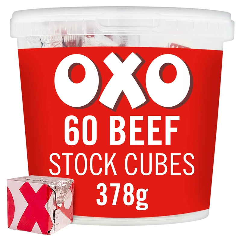 OXO 60 Beef Stock Cubes – Made with Authentic Meat Juices, Big Value, Ideal for Soups, Stews, Gravy & Roast Dinners, 378 g (Pack of 1)