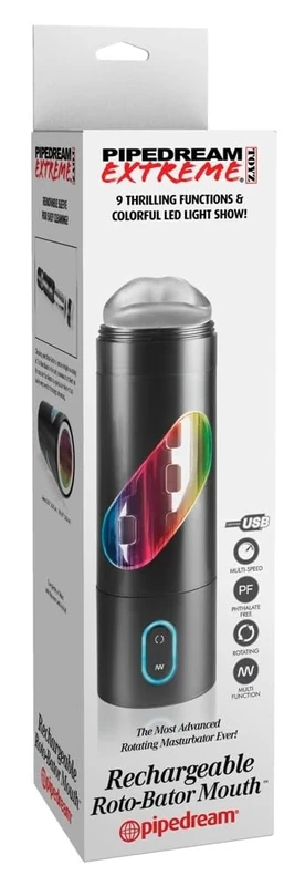 PDX Rechargeable Roto-Bator Mouth Black & Clear & Multi One Size