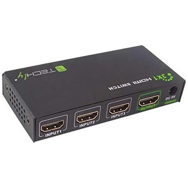 Techly IDATA-HDMI-4K31 Video Splitter - Video Splitter (HDMI, 480i, 480p, 576i, 576p, 720p, 1080i, 1080p, Black, 5 V, 5 W, 0-70 °C)