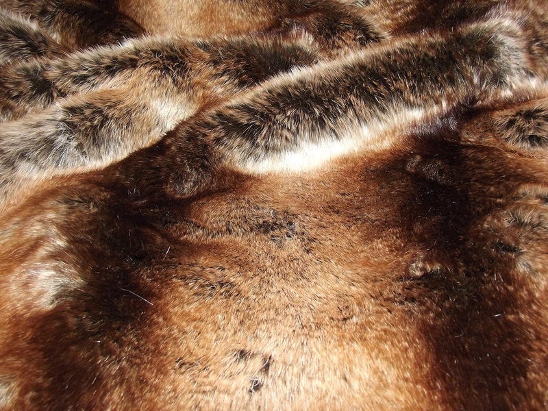 Super Luxury Faux Fur Fabric Material - Super Chinchilla Brown & Gold, 1mtr - 150cm x 100cm