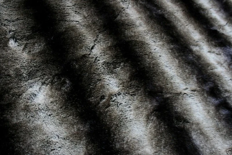 Super Luxury Faux Fur Fabric Material - Silver Brown Chinchilla, 1Mtr - 150cmx100cm - 60"x39" in