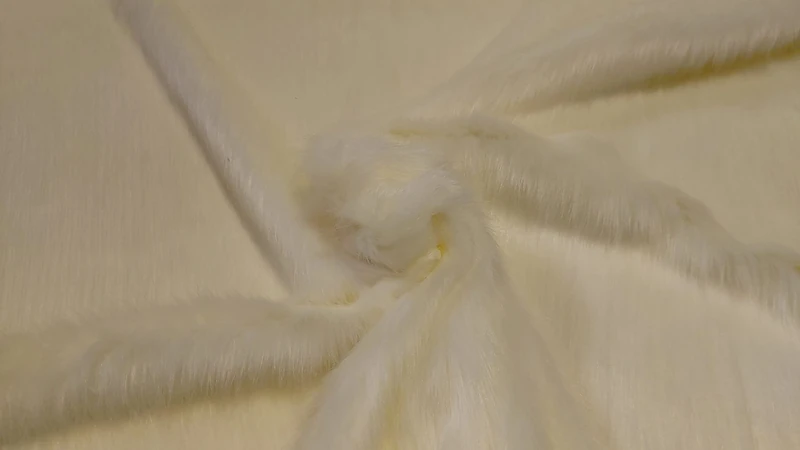 Super Luxury Faux Fur Fabric Material - Long Pile Ivory, 1Mtr-150cmx100cm