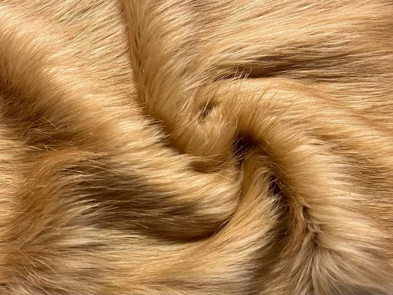 Super Luxury Faux Fur Fabric Material - Long Pile Camel, 1Mtr - 150cm x 100cm