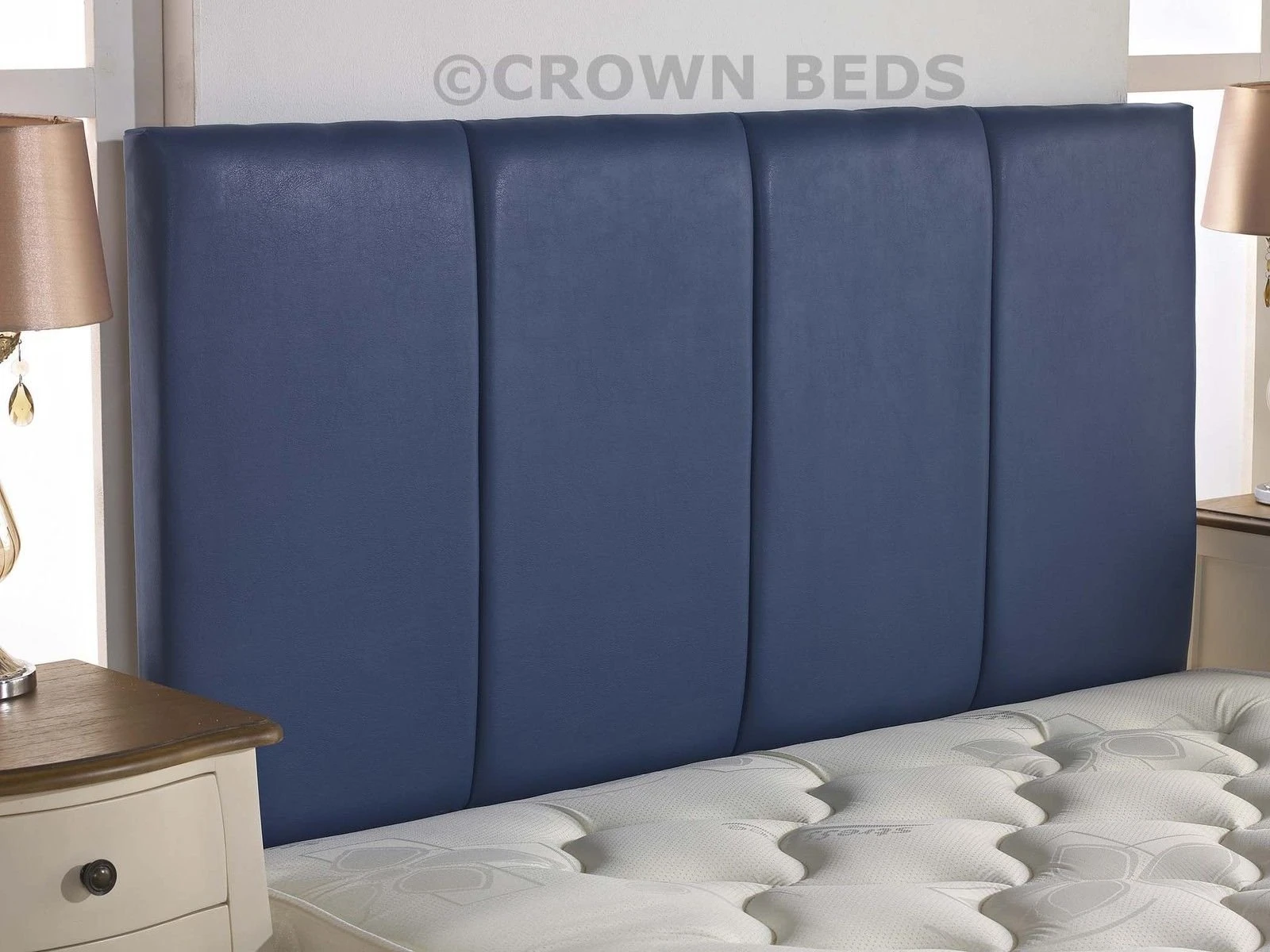QUALITY FAUX LEATHER SANDRINGHAM HEADBOARD IN 2ft6,3ft,4ft,4ft6,5ft,6ft NEW!!!!! (5FT KINGSIZE, BLUE)