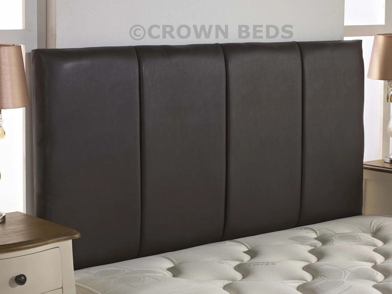 QUALITY FAUX LEATHER SANDRINGHAM HEADBOARD IN 2ft6,3ft,4ft,4ft6,5ft,6ft NEW!!!!! (5FT KINGSIZE, BROWN)
