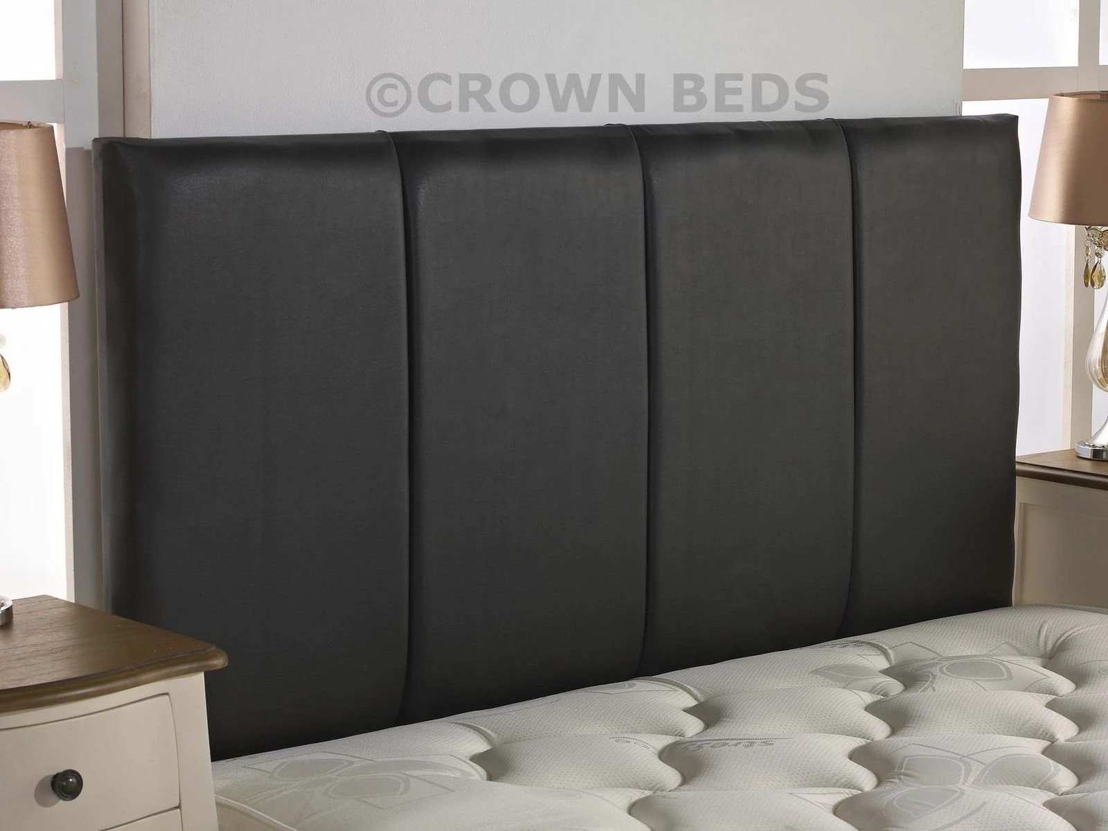 CROWNBEDSUK QUALITY FAUX LEATHER SANDRINGHAM HEADBOARD IN 2ft6,3ft,4ft,4ft6,5ft,6ft NEW!!!!! (5FT KINGSIZE, BLACK)