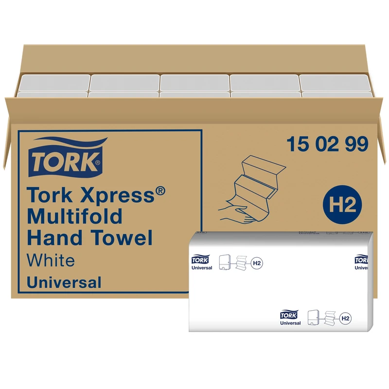 Tork Xpress Multifold Paper Hand Towels 150299 - H2 Universal Folded Hand Towels for Dispenser, Economic, 2-Ply, White - 20 x 237 Sheets