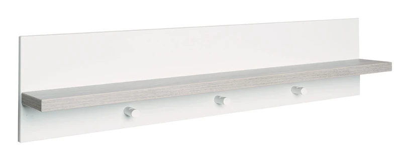 roba Universal Wall Coat Rack, with Coat Hooks and Shelf, White/Luna Elm
