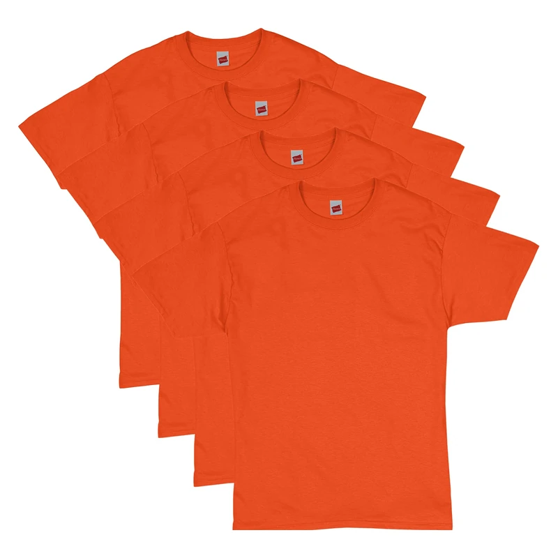 Hanes Men's ComfortSoft T-Shirt (Pack of 4),Orange,3X-Large