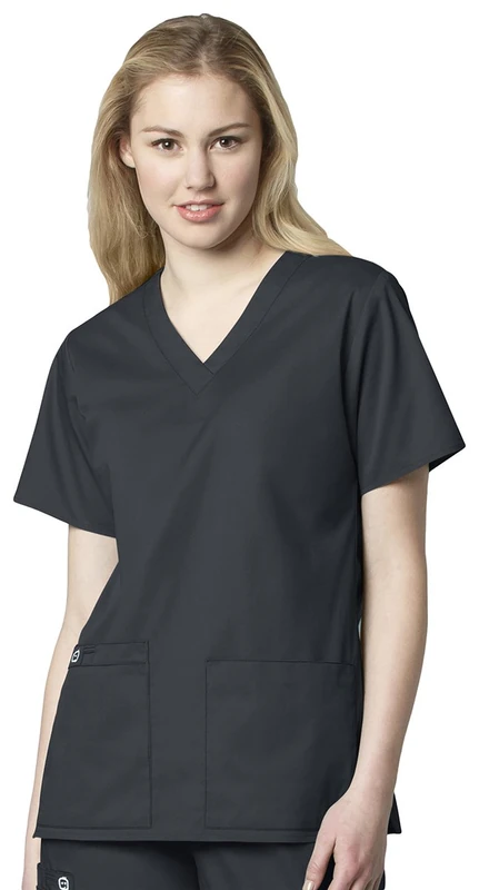 WonderWink 101XPEWT2XL WonderWORK Women's V-Neck Top, Pewter, Extended-2XL Size