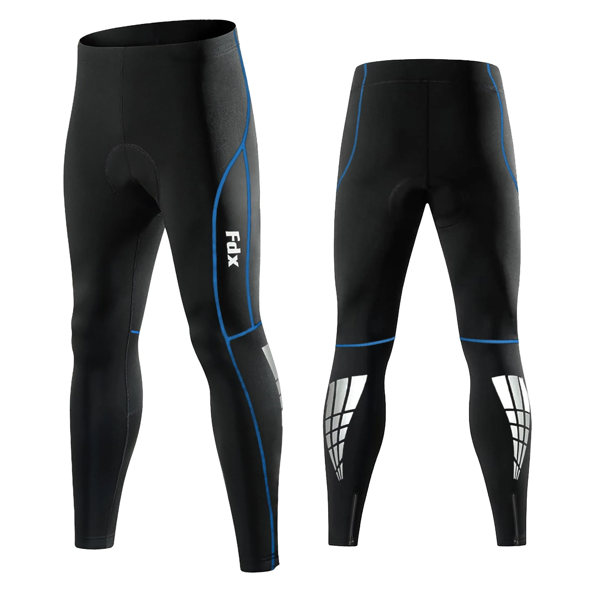 FDX Men’s Cycling Tights, Lightweight, Breathable, 3D Padded, Cycle Trousers, Outdoor Bike Riding Pants, Quick Dry, Highly Elasticated Bicycle Leggings(Blue L)