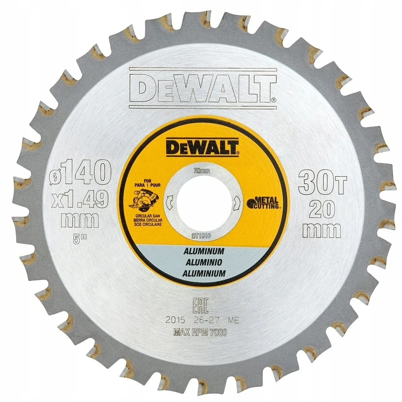 Dewalt Metal Circular SAEGE Blade 140 x 20 30FZ and 3 Degree for Aluminium DT1910 QZ