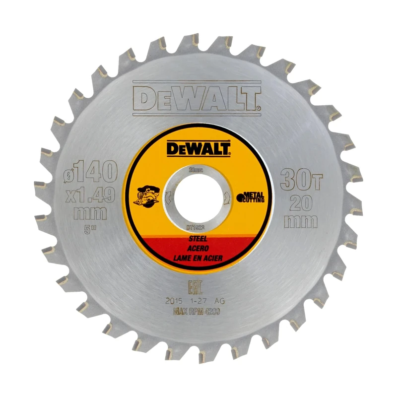Dewalt DT1923-QZ DT1923-QZ-Hoja Sierra Circular sin Cable 140x20mm 30D para Acero, Silver
