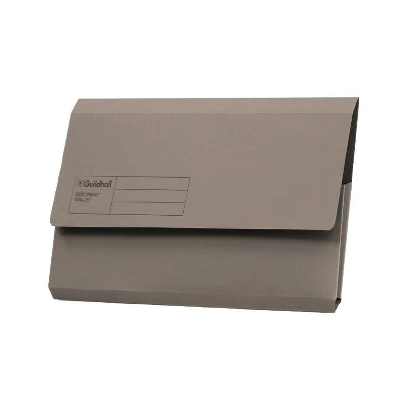 Exacompta Guildhall Document Wallets, 285 gsm, Foolscap - Grey, Pack of 50