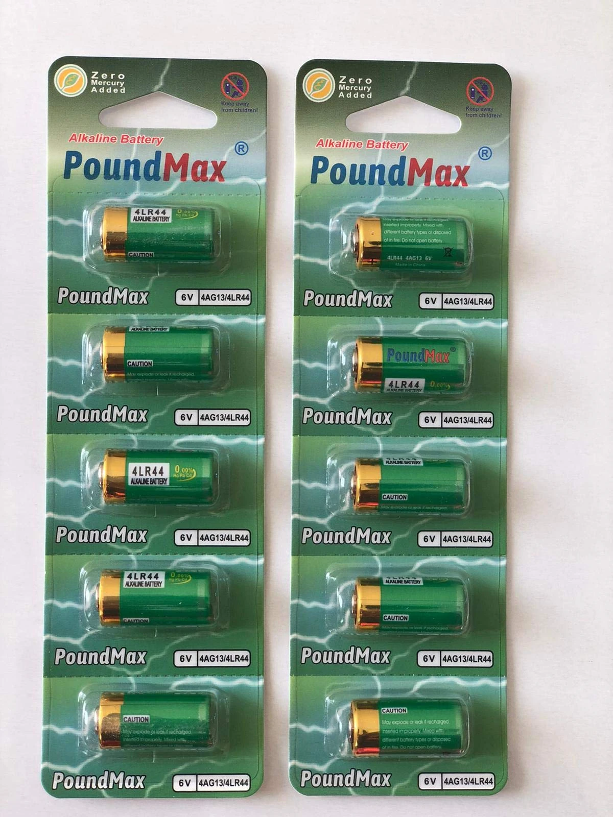 10 x PoundMax 4LR44 4G13 L1325 A544 476A 6v Alkaline batteries by Poundmax
