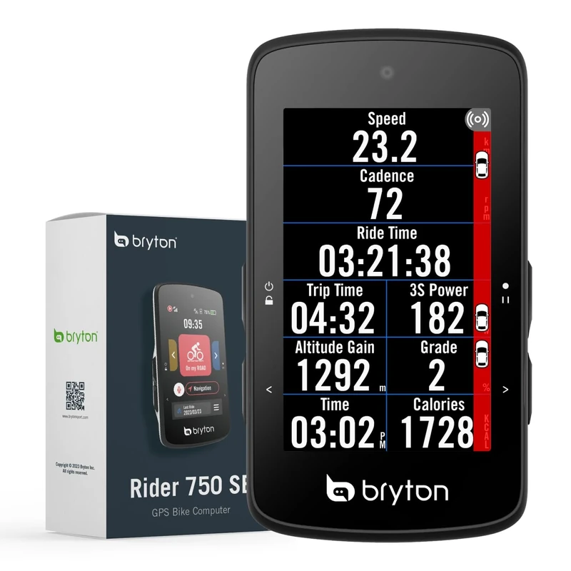 Bryton Rider 750SE 2.8 Inch Color Touchscreen Cycling Computer Offline UK&EU Map 40hrs Long Battery Life, Navigation with Turn-by Turn Follow Track Waterproof