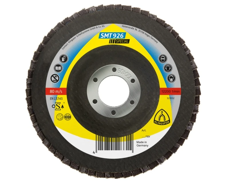 KLINGSPOR SMT 926 Abrasive Mop Disc 180 x 22,23 MM Pack of 10, grainage 40, Curved 321705