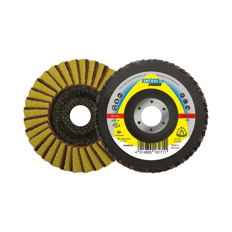 KLINGSPOR SMT 850 Abrasive Mop Disc 125 x 22,23 MM (Pack of 5, 80–Grain, M, 312560