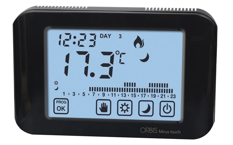 Orbis Mirus Touch Clock Thermostat, Charcoal Grey, OB325310