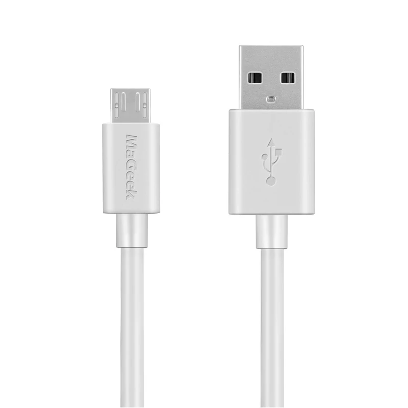 MaGeek® 6ft / 1.8m Premium Extra Long Micro USB to USB Cable High Speed USB 2.0 A Male to Micro B for Samsung, HTC, Sony, Motorola, LG, Google, Nokia and More (White) - Image 1