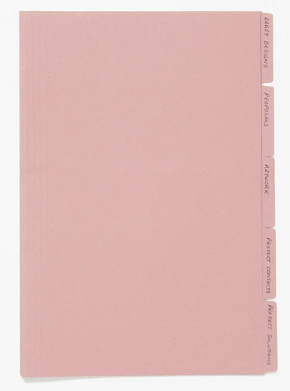 Exacompta - Ref FT170-PNKZ - Guildhall - Tabbed Folders, 345x240mm, 170gsm Lightweight Premium Manilla, A4 & Foolscap Documents, Tabs for Use With Suspension Folders - Pink, Pack of 100