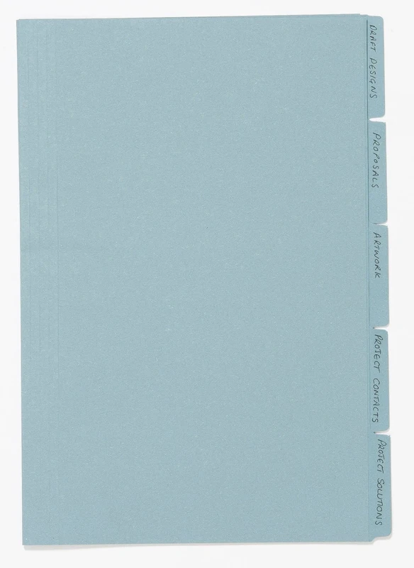 Exacompta - Ref FT170-BLUZ - Guildhall - Tabbed Folders, 345x240mm, 170gsm Lightweight Premium Manilla, A4 & Foolscap Documents, Tabs for Use With Suspension Folders - Blue, Pack of 100
