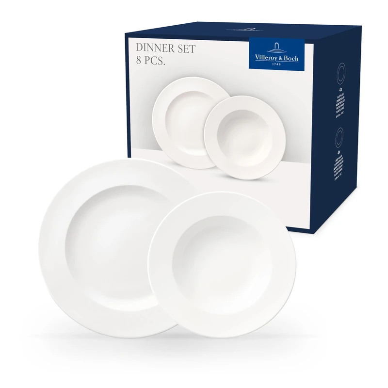 Villeroy & Boch for Me Dinner Set for 4 people, 8 pieces, Premium Porcelain, White