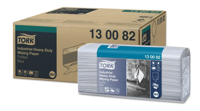 Tork Heavy Duty Wiping Paper Blue W4, Protects Hands, 100 sheets, 130082