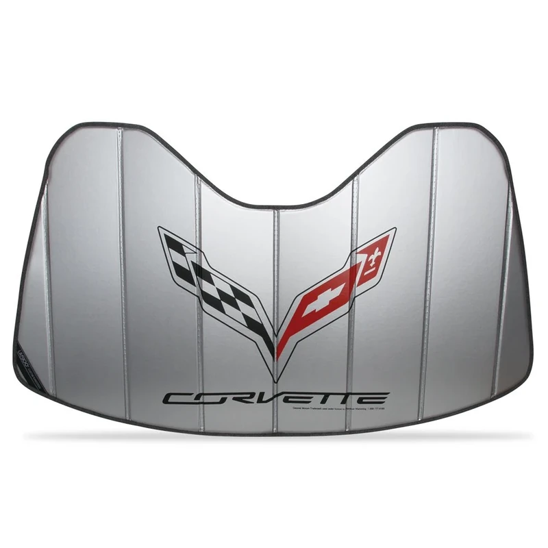 West Coast Corvette 27170300 C7 Corvette Stingray Logo Accordion Style Sunshade, Insulated Plain Silver by West Coast Corvette