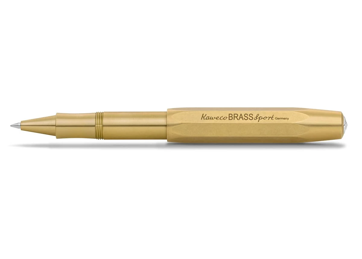 Kaweco BRASS SPORT Gel/Ballpoint Pen I Pen Including 0.7 mm Rollerball Pen Refill for Left-Handed and Right-Handed Users in Classic Design with Ceramic Ball I Gel Rollerball 13.0 cm in Brass