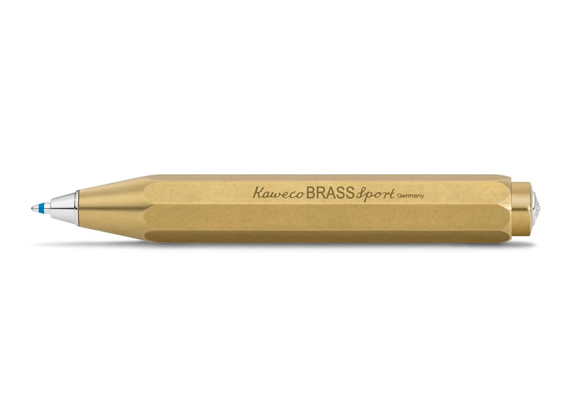 Kaweco BRASS SPORT Ball Pen I Retractable Ballpoint Pen with Standard D1 Refills in a nostalgic Tin Box I Metal Ball Pen 10.5 cm