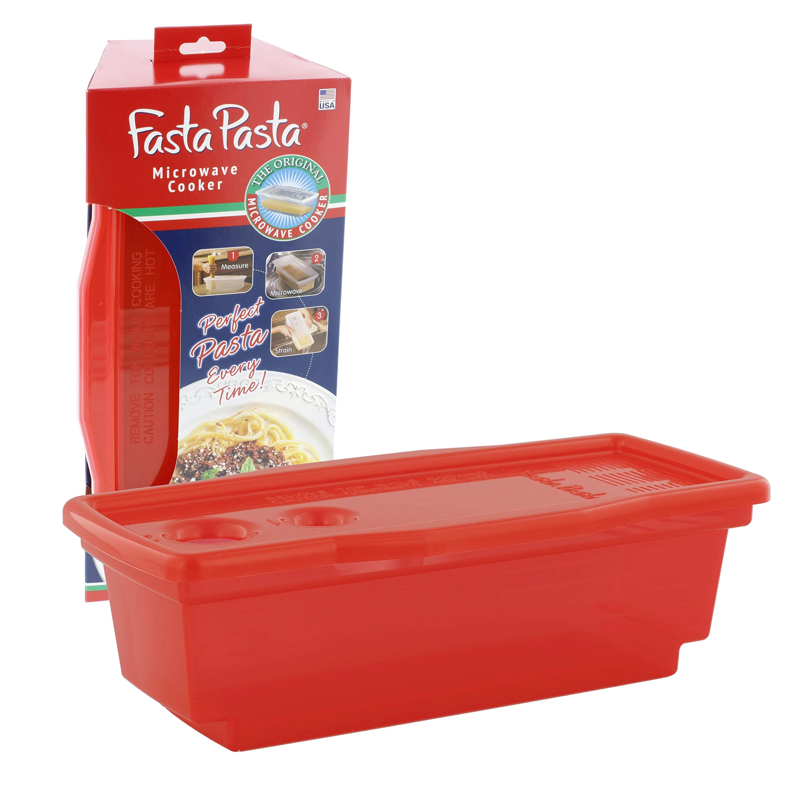 Fasta Pasta Microwave Pasta Cooker - The Original (red) - No Mess, Sticking Or W