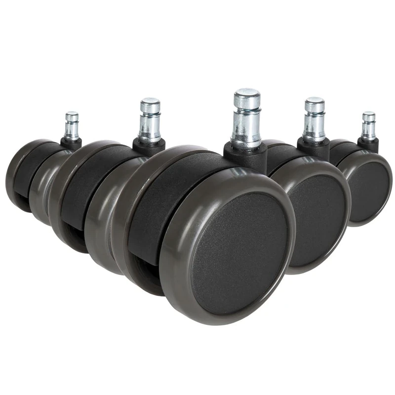 hjh OFFICE Castors 5x ROLO FREE 11mm/65mm Metal, Plastic for hard floors Black - Image 1