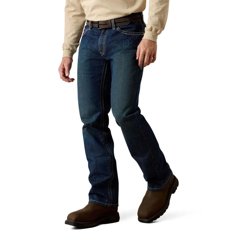 ARIAT Men's Flame Resistant M4 Relaxed Boundary Boot Cut Jean FR Basic, Shale, 32