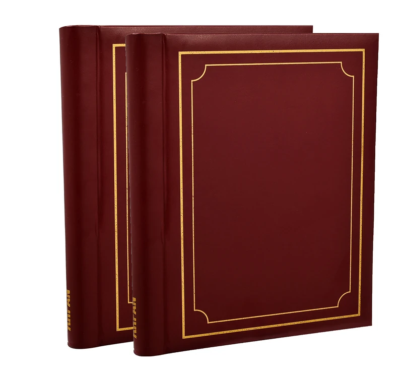Arpan 2 Pack of Photo Albums Self Adhesive Large Picture Book Modern Style Wiro Binder Totaling 40 Sheets 80 Sides In Black/Blue/Red/Vintage Birds/Butterfly (Red) - Image 1